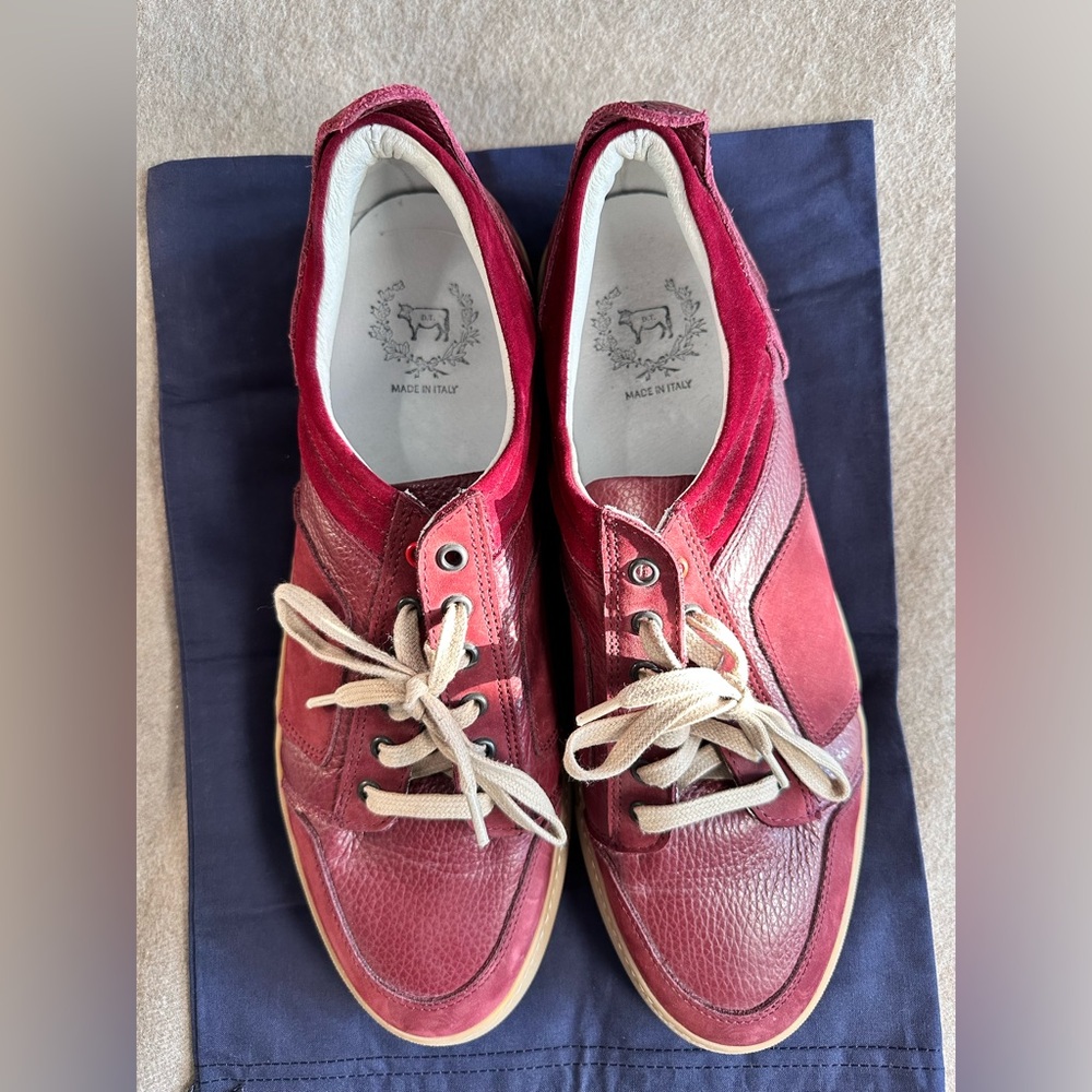 Del Toro Red Leather Sneakers